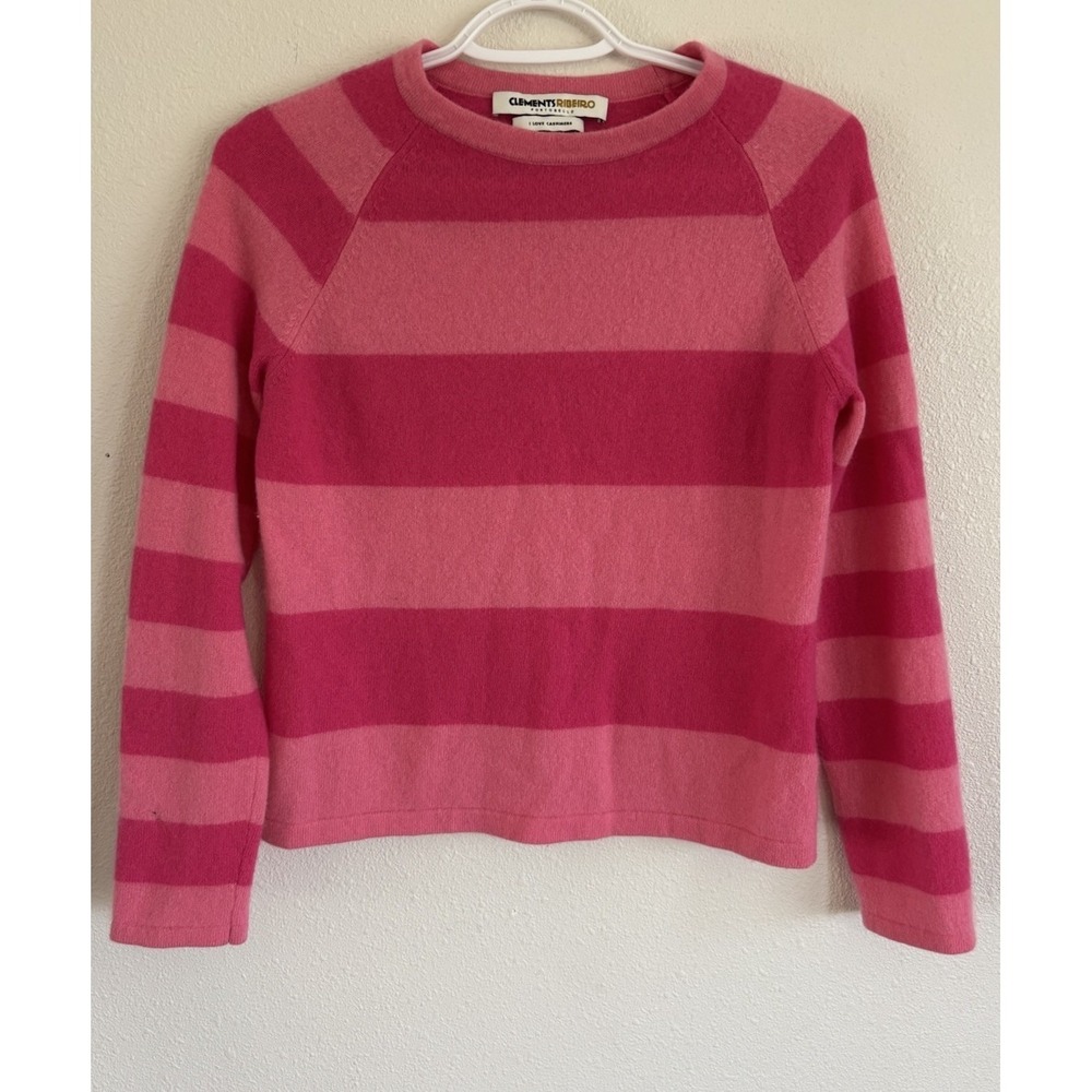 Clements Ribeiro Cashmere Pink Stripe Sweater Women's S Cropped